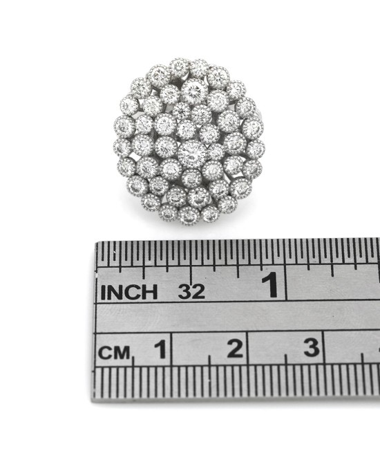 Milgrain Bezel Set Diamond Oval Cluster Ring